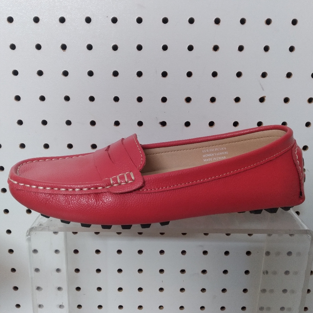 Artisure | Red Shoes | Women's Comfort Loafers Penny Flat Heel Padded Slip-on 8